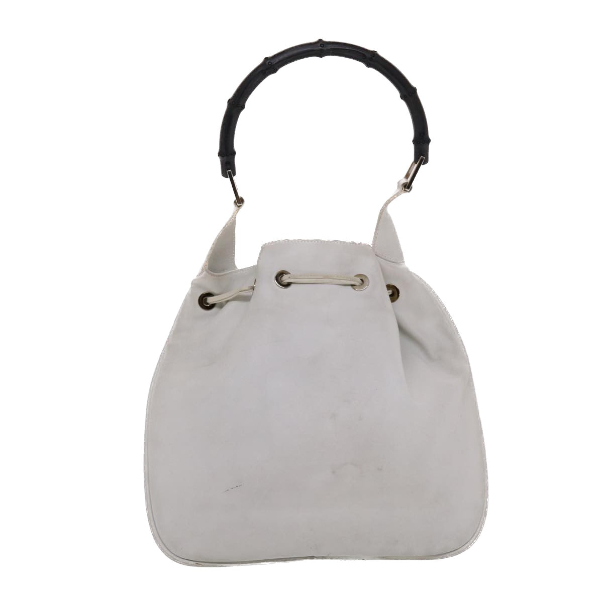 GUCCI Bamboo Shoulder Bag Leather White 49084