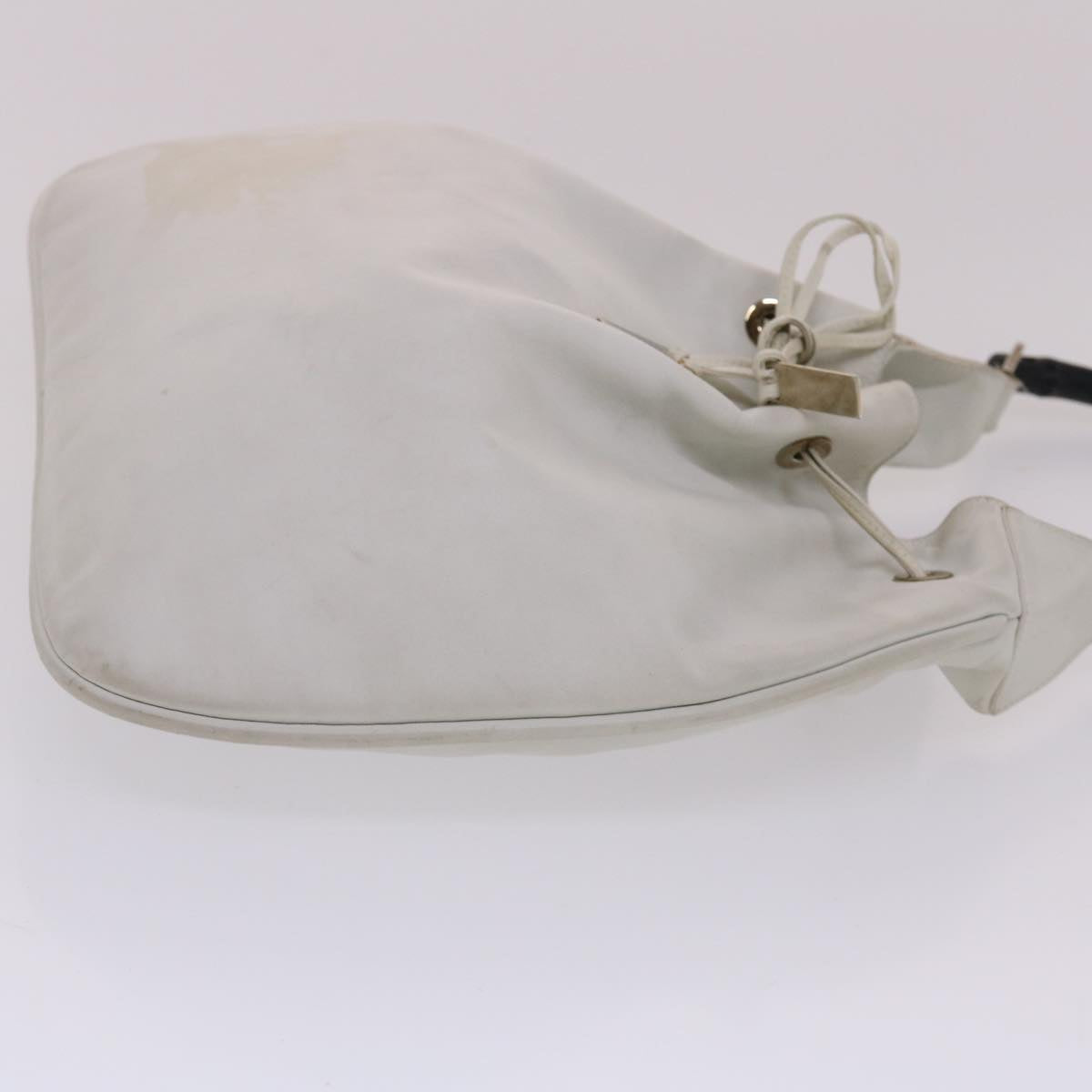 GUCCI Bamboo Shoulder Bag Leather White 49084