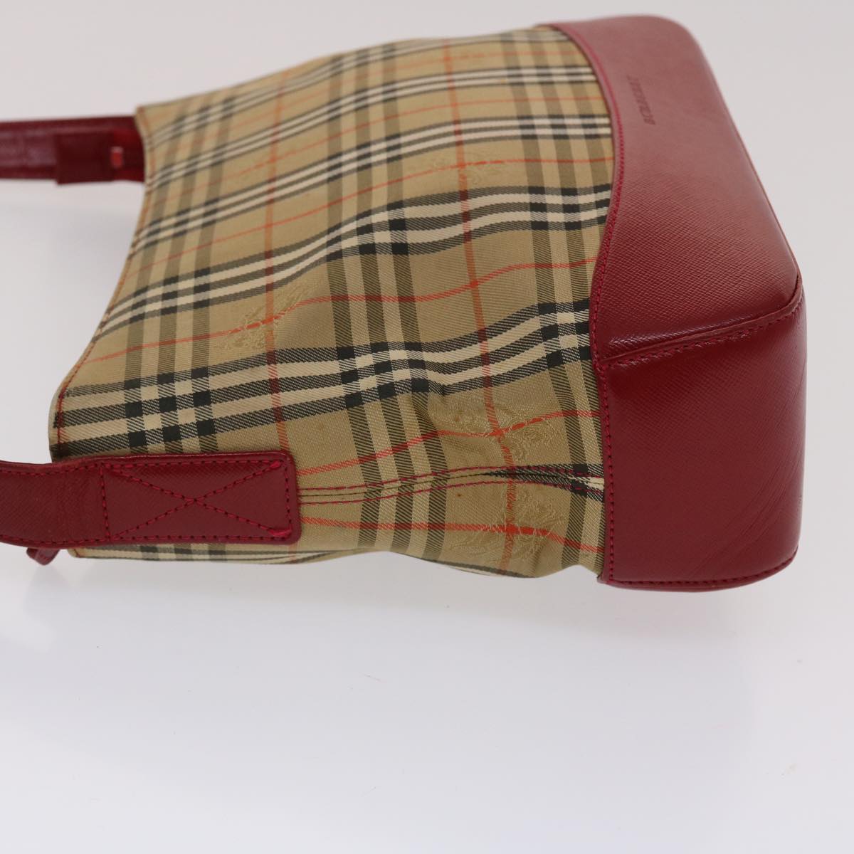 Burberry Nova Check Shoulder Bag Canvas Leather Beige Red Auth 49093