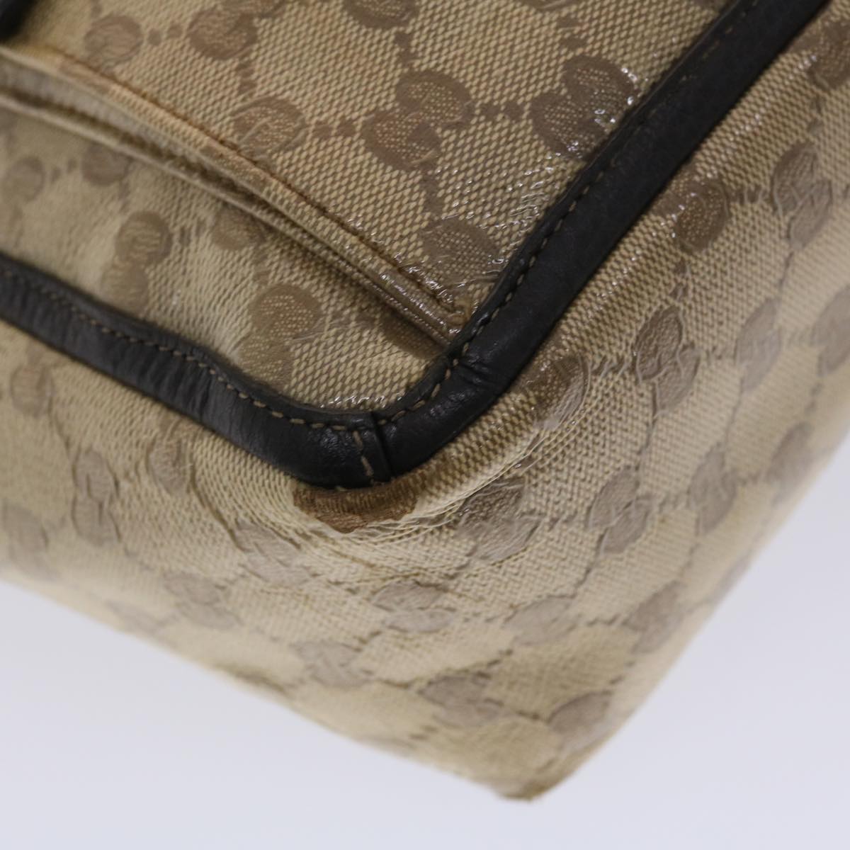 GUCCI GG Canvas Tote Bag Coated Canvas Beige Dark Brown 268639 49291