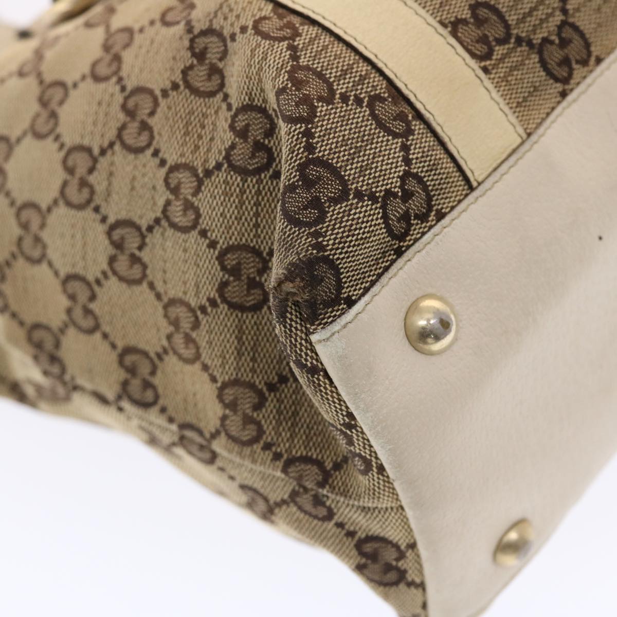 GUCCI GG Canvas Shoulder Bag Leather Beige 141470 49445