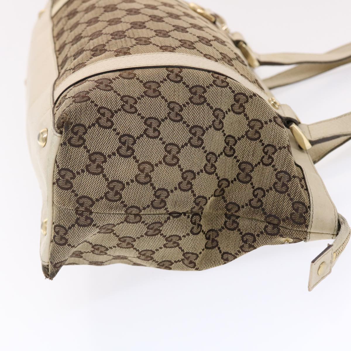 GUCCI GG Canvas Shoulder Bag Leather Beige 141470 49445