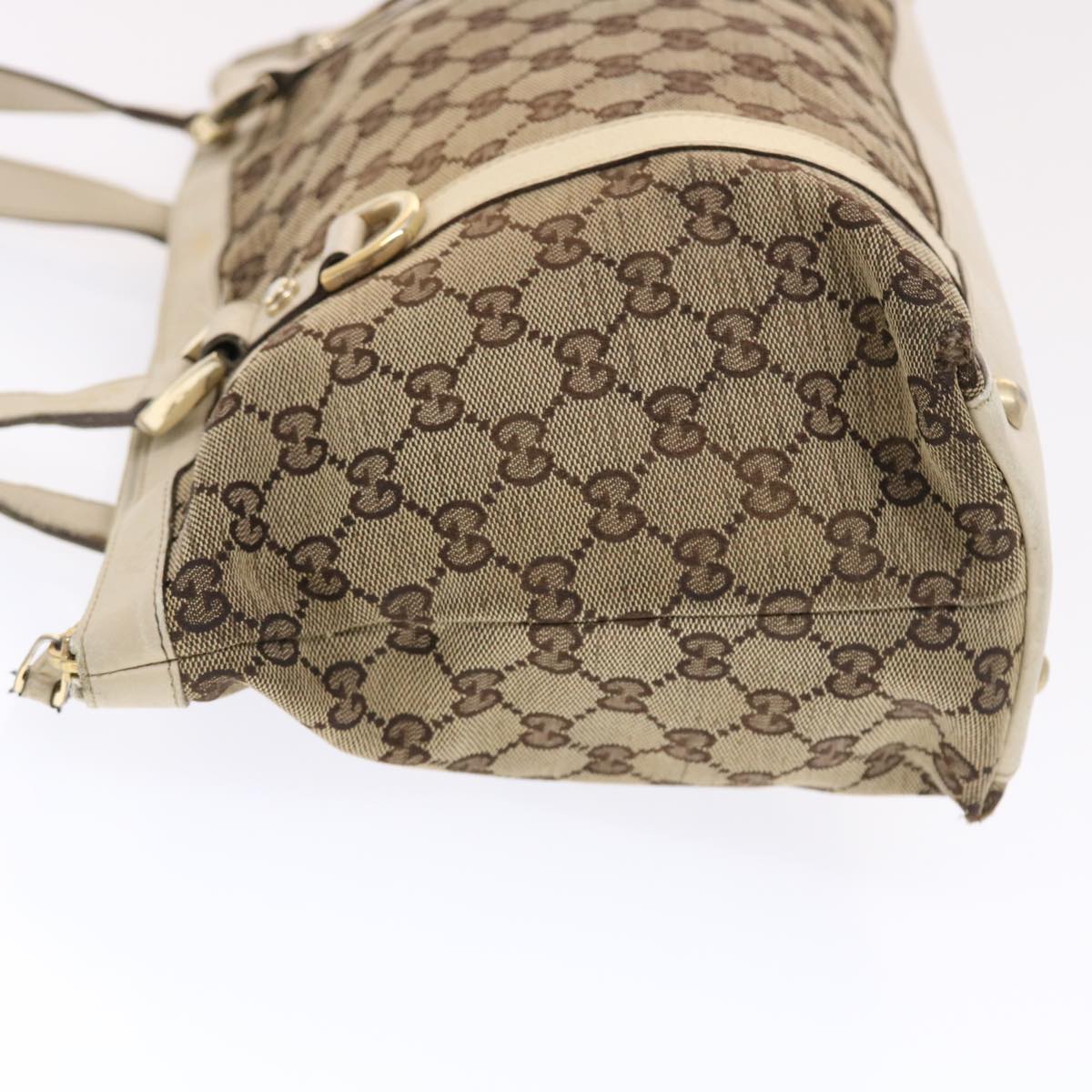 GUCCI GG Canvas Shoulder Bag Leather Beige 141470 49445