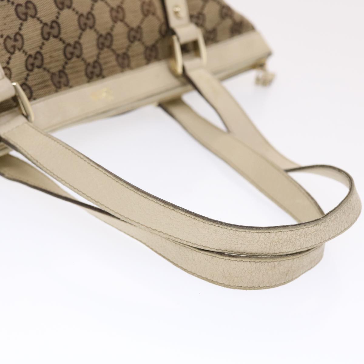 GUCCI GG Canvas Shoulder Bag Leather Beige 141470 49445