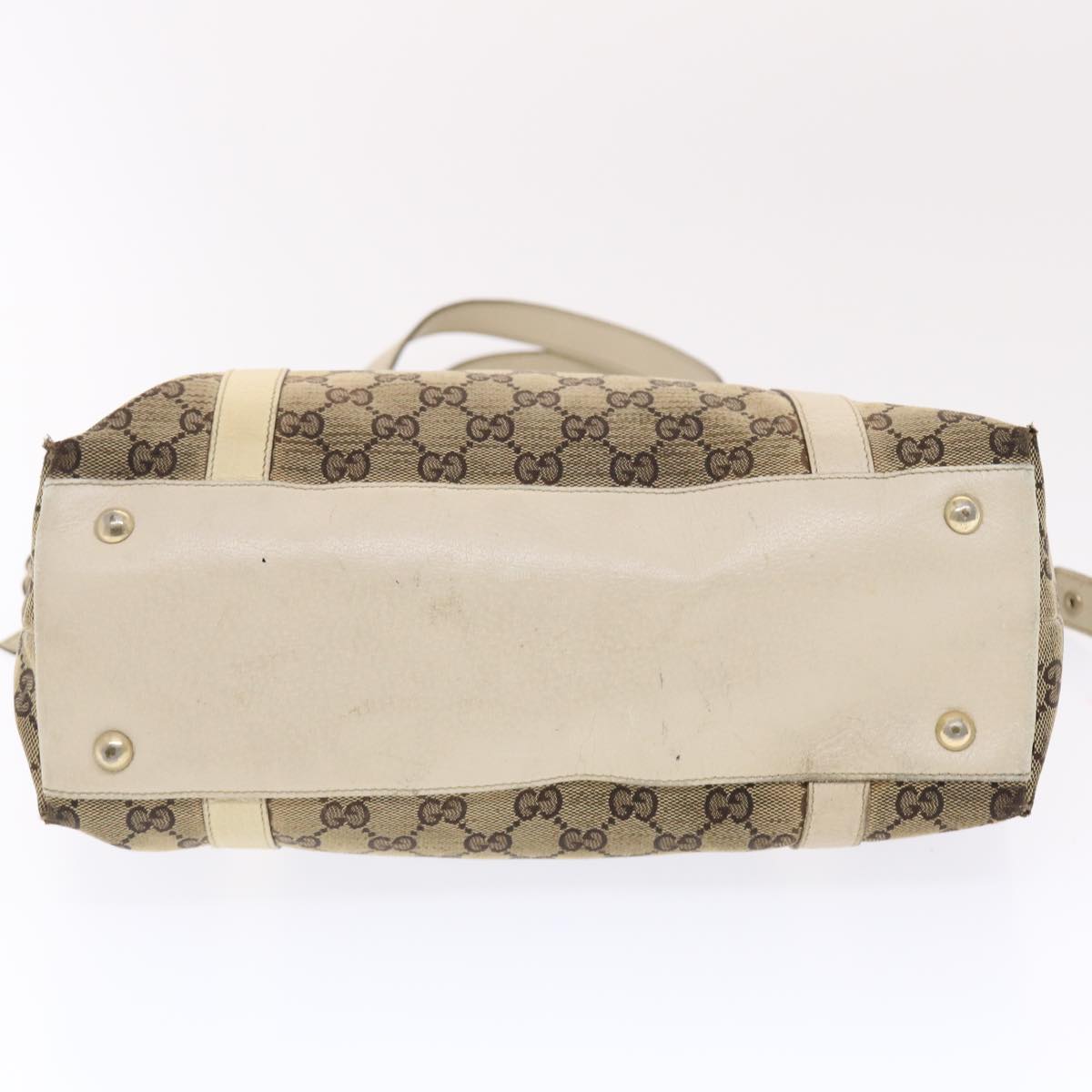 GUCCI GG Canvas Shoulder Bag Leather Beige 141470 49445