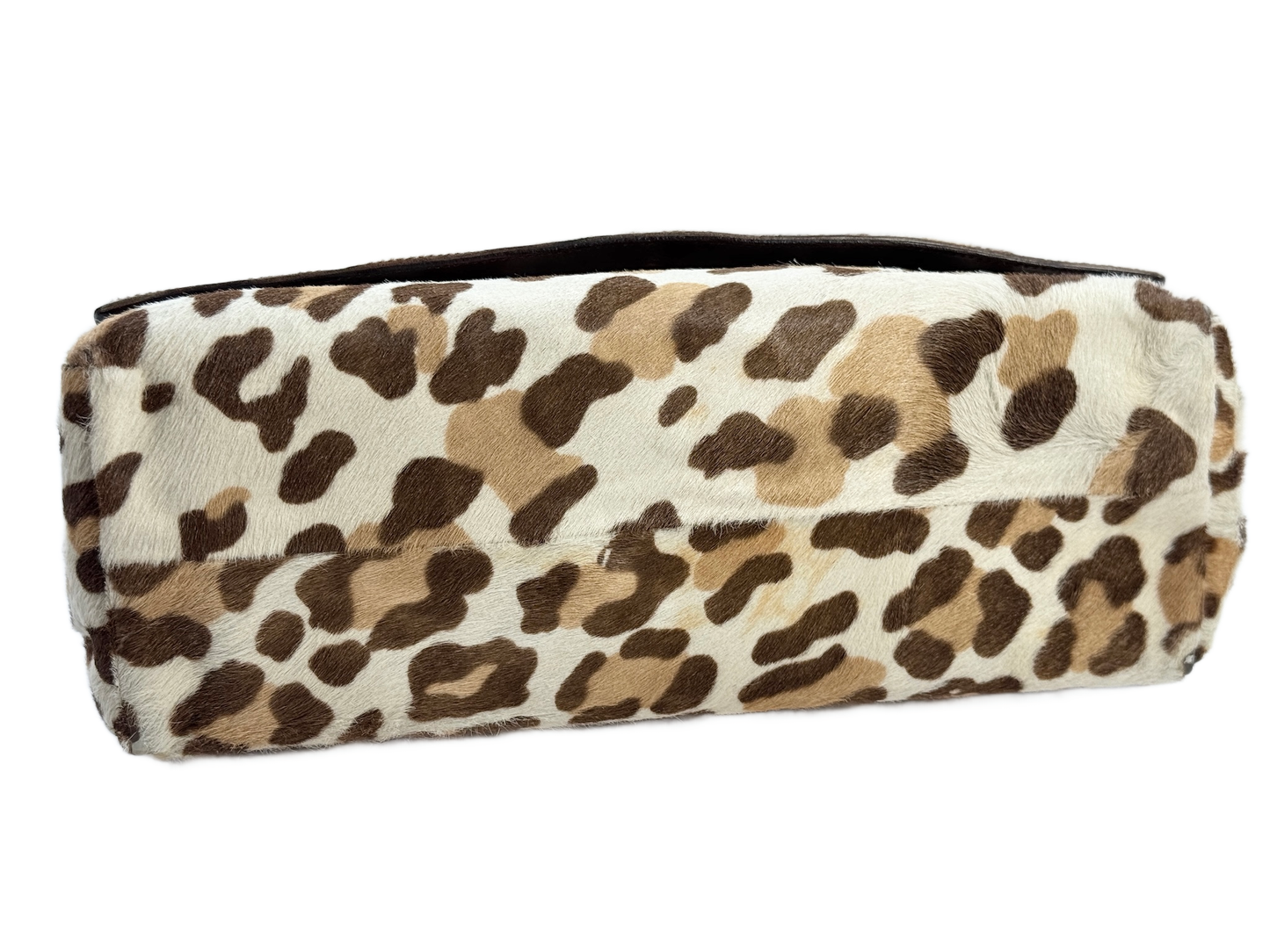 Prada Vintage White & Brown Pony Hair Leopard Resin Tortoise Chain Link Handle Shoulder Bag