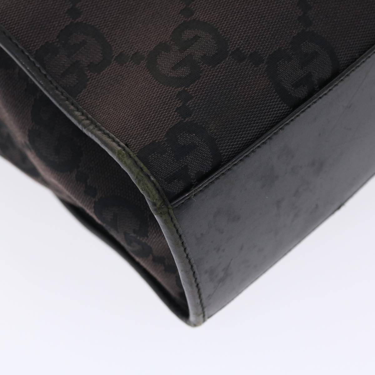 GUCCI GG Canvas Jackie Tote Bag Leather Black 00210643444 49600