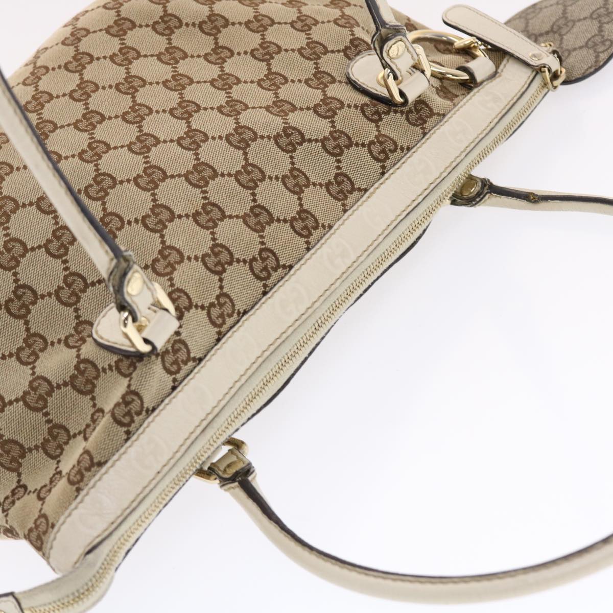 GUCCI GG Canvas Tote Bag Beige 211942 49604