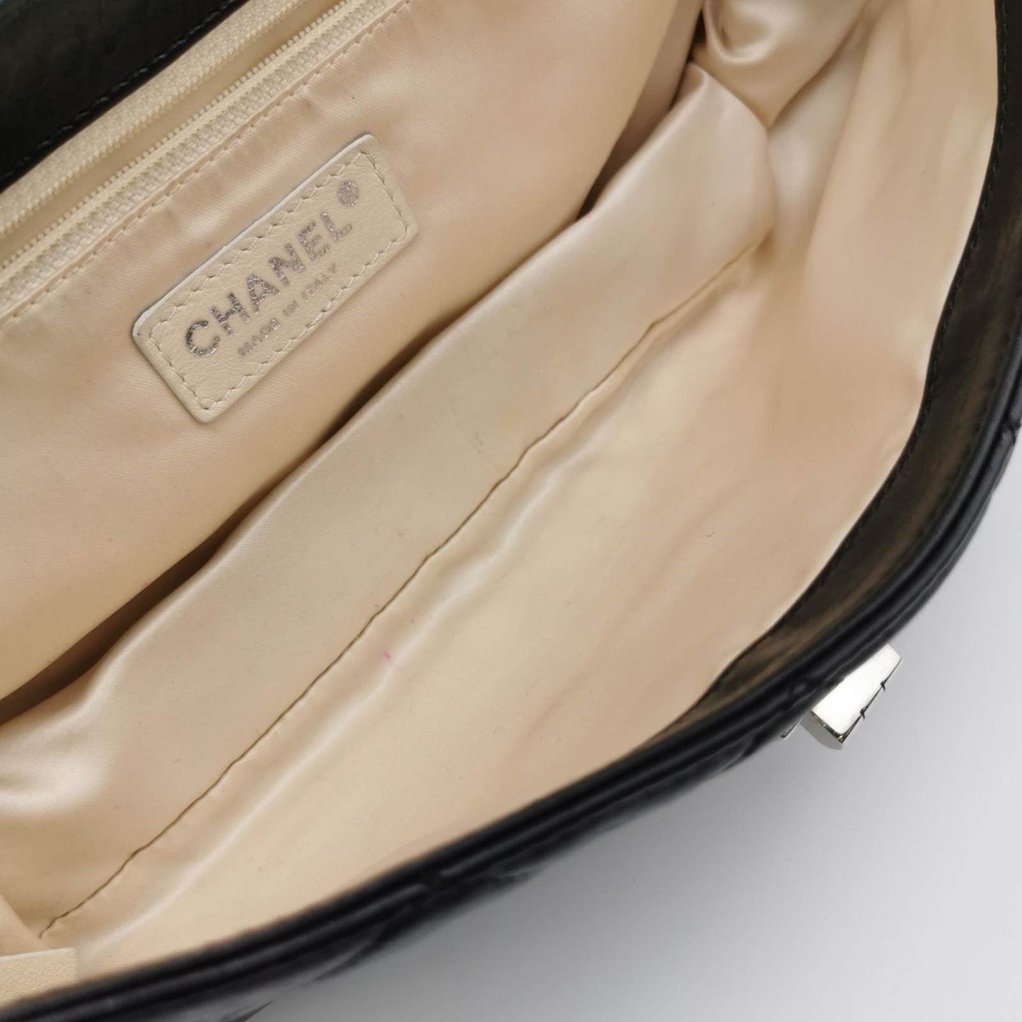Chanel East West Mademoiselle Flap Bag 2008 Medium Black Leather Shoulder Bag