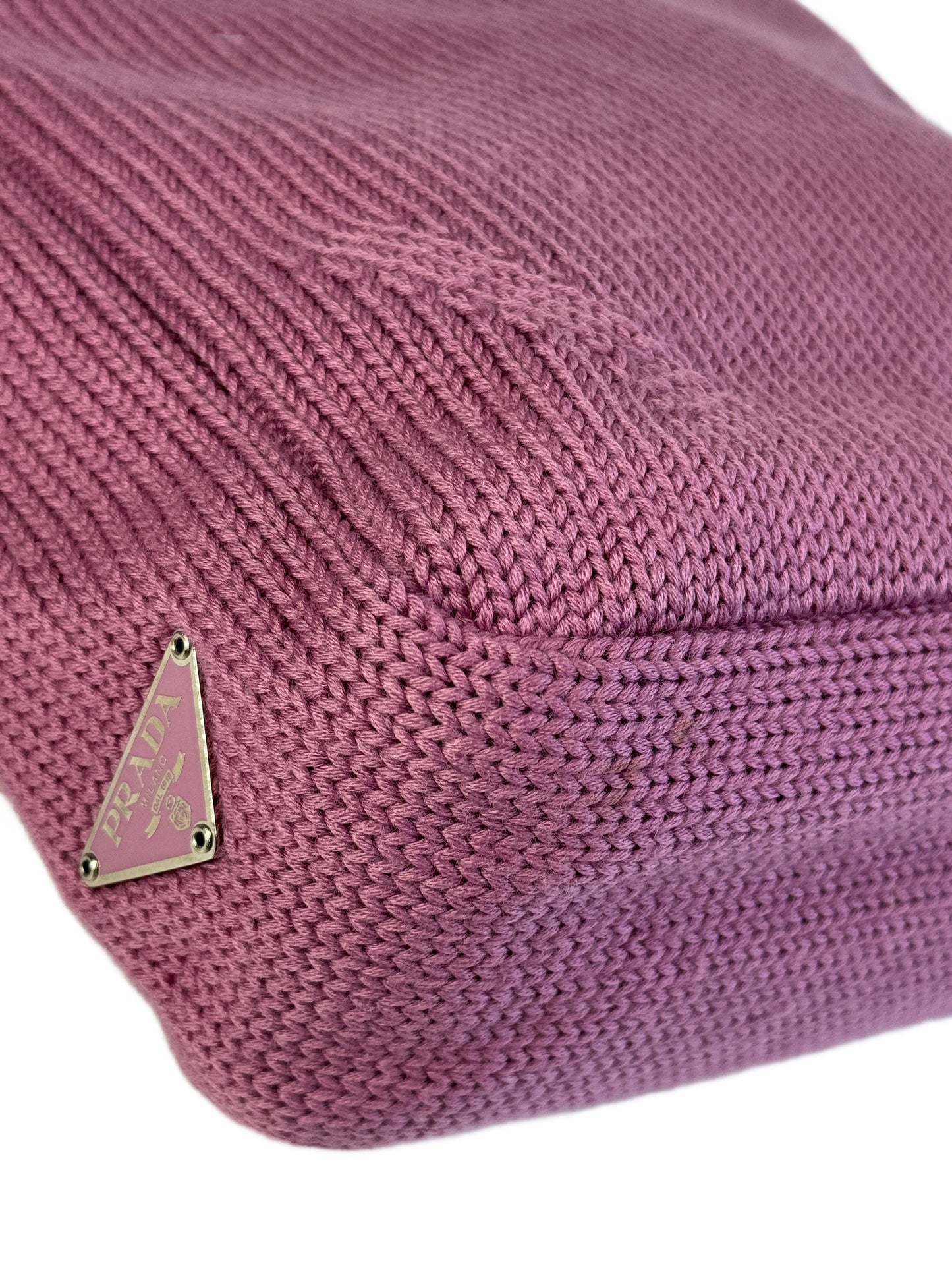 Prada Vintage Pink Wool Knit Small Shoulder Bag