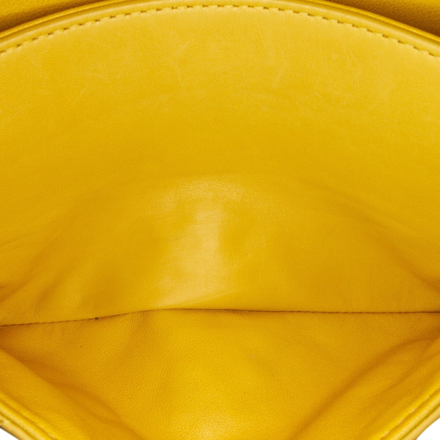 Yellow Chanel Medium Classic Double Stitch Calfskin Double Flap Shoulder Bag