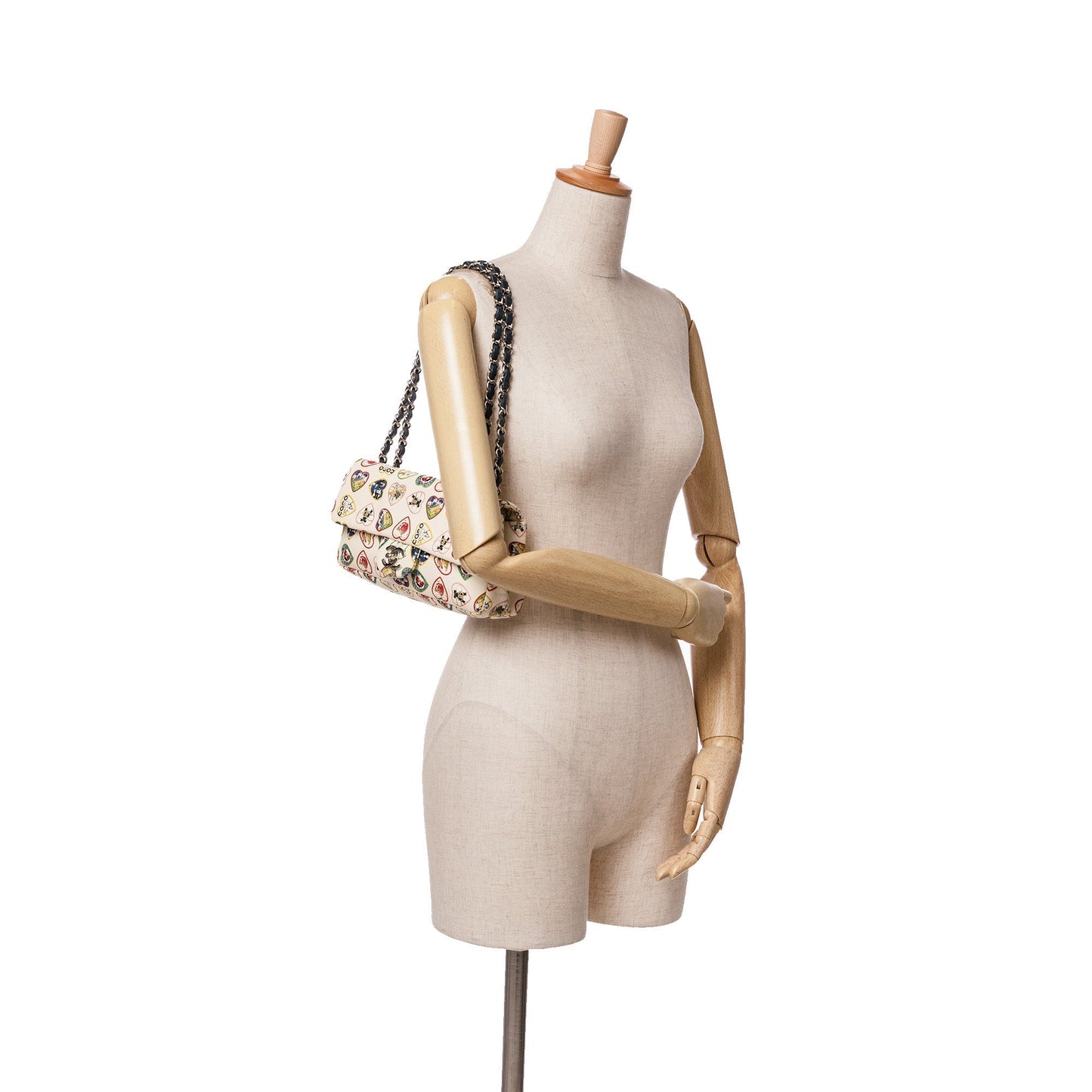 White Chanel Small Canvas Valentine Heart Flap Shoulder Bag