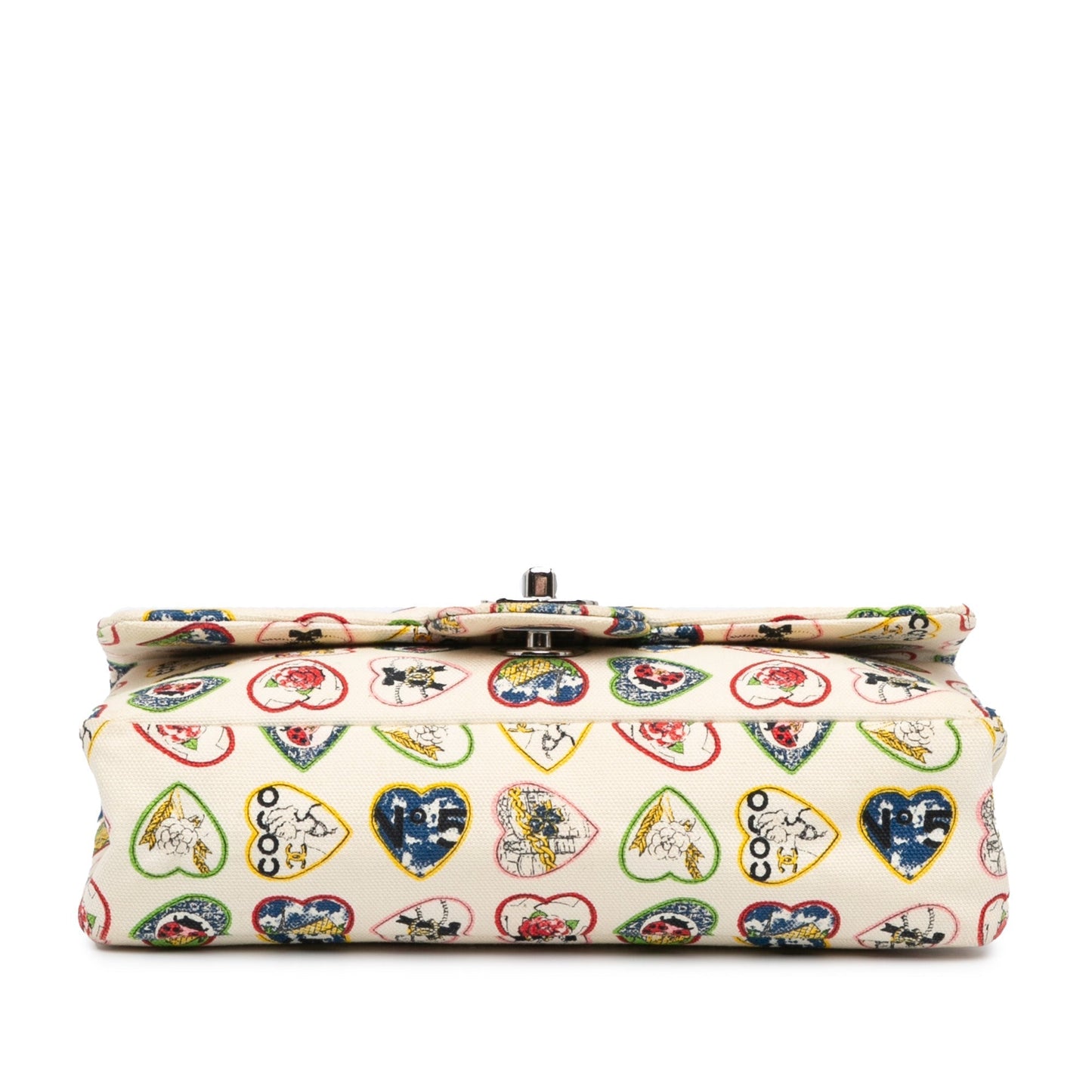 White Chanel Small Canvas Valentine Heart Flap Shoulder Bag