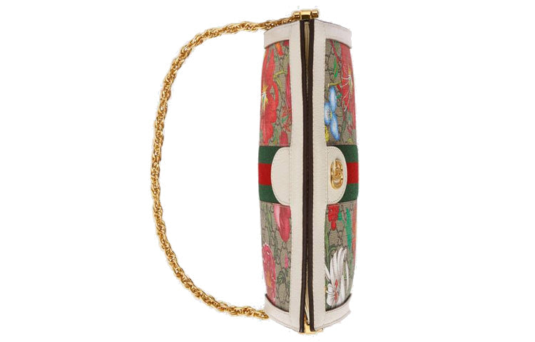 (WMNS) GUCCI Ophidia Flowers Printing Logo Stripe Webbing Canvas Chain Shoulder Messenger Bag Small / White / Multi-Color 503877-HV8AC-9759