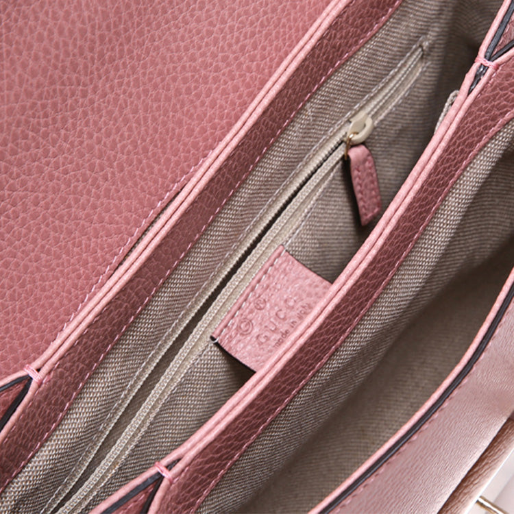 (WMNS) Gucci Silver Label Double G Leather Messenger Bag Chain Pink Candy HandBag 510302-CAO0G-5806