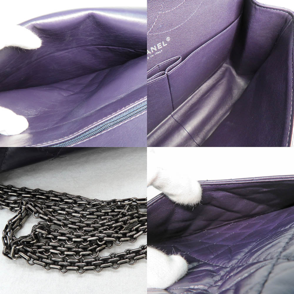 Chanel 2.55 Matrasse Double Chain W Chain Double Flap W Flip Shoulder Bag Pearl Antique Silver 18th St Leather