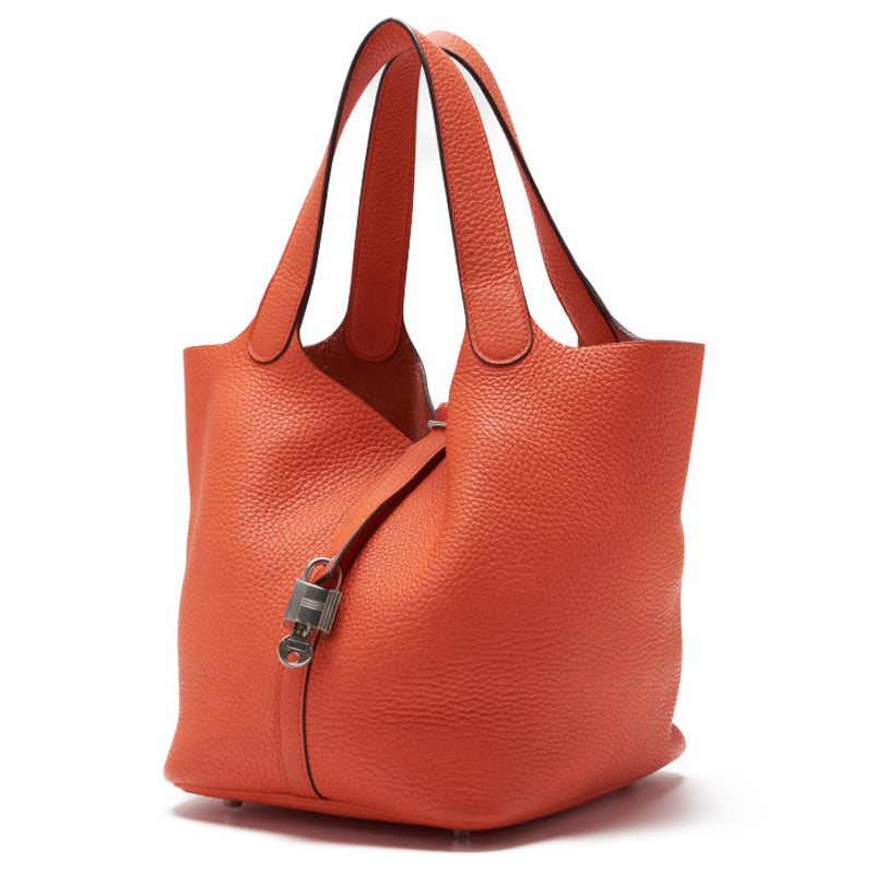 HERMES Picotin Lock MM Handbag Clemence Orange Poppy Orange Poppy Handbag Handbag Lady Back ( Delivery)
