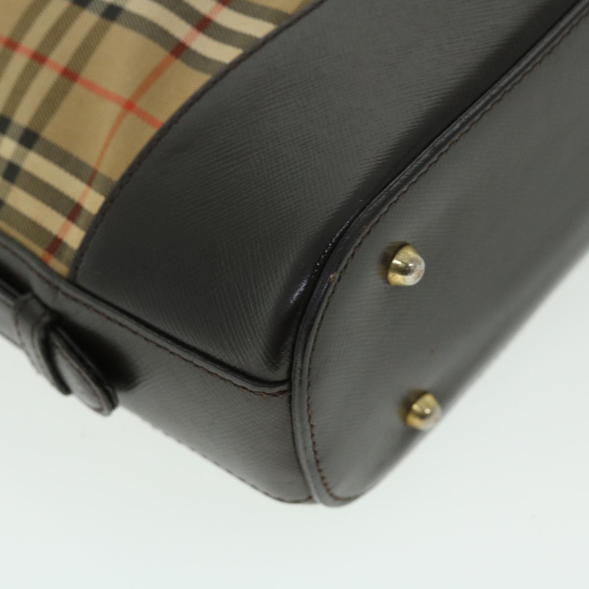 Burberry Nova Check Shoulder Bag Canvas Leather Beige Brown Red Auth 51027