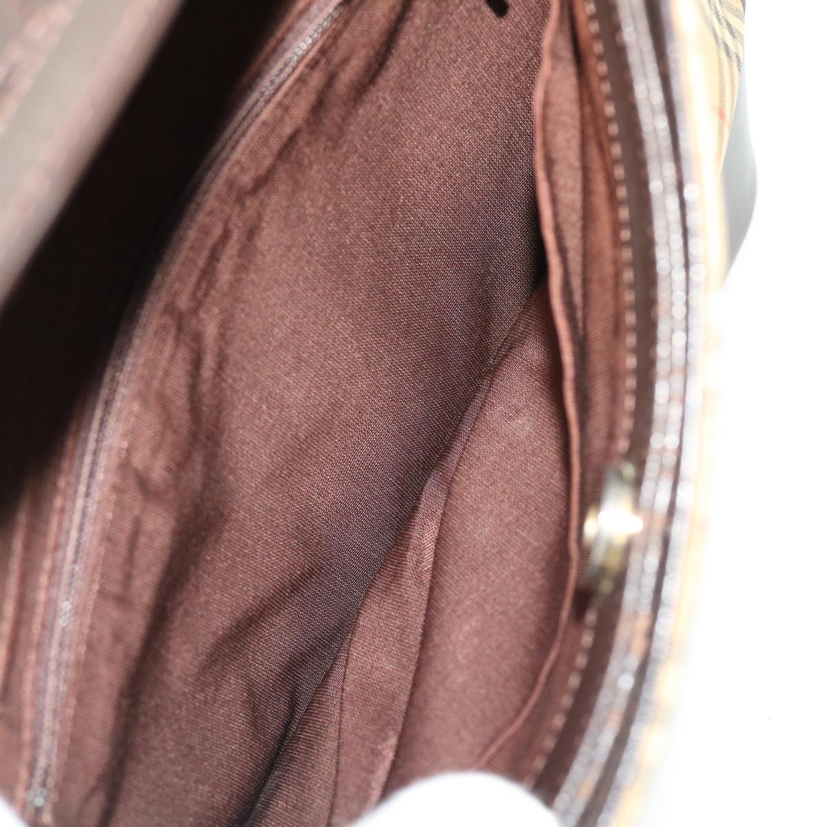 Burberry Nova Check Shoulder Bag Canvas Leather Beige Brown Red Auth 51027