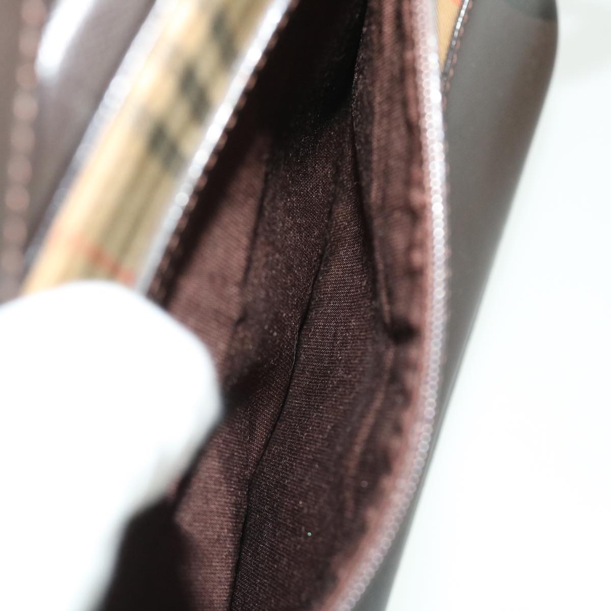 Burberry Nova Check Shoulder Bag Canvas Leather Beige Brown Red Auth 51027