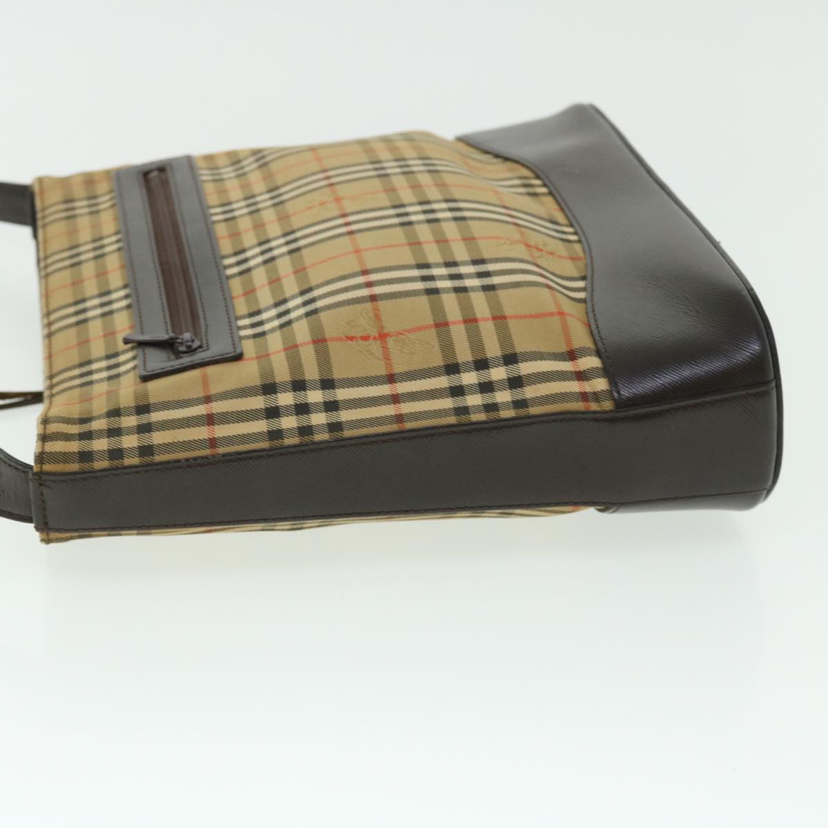 Burberry Nova Check Shoulder Bag Canvas Leather Beige Brown Red Auth 51027