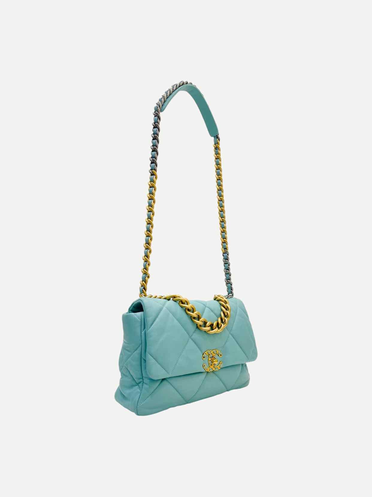 CHANEL 19 Flap Blue Quilted Shoulder Bag