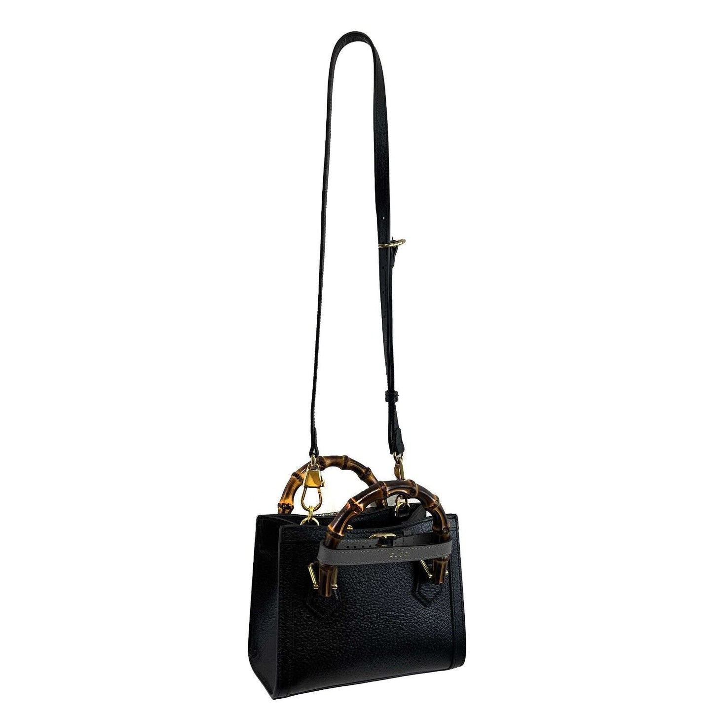 GUCCI Excellent Mini Diana NM Bamboo Handle Tote Black Crossbody Bag