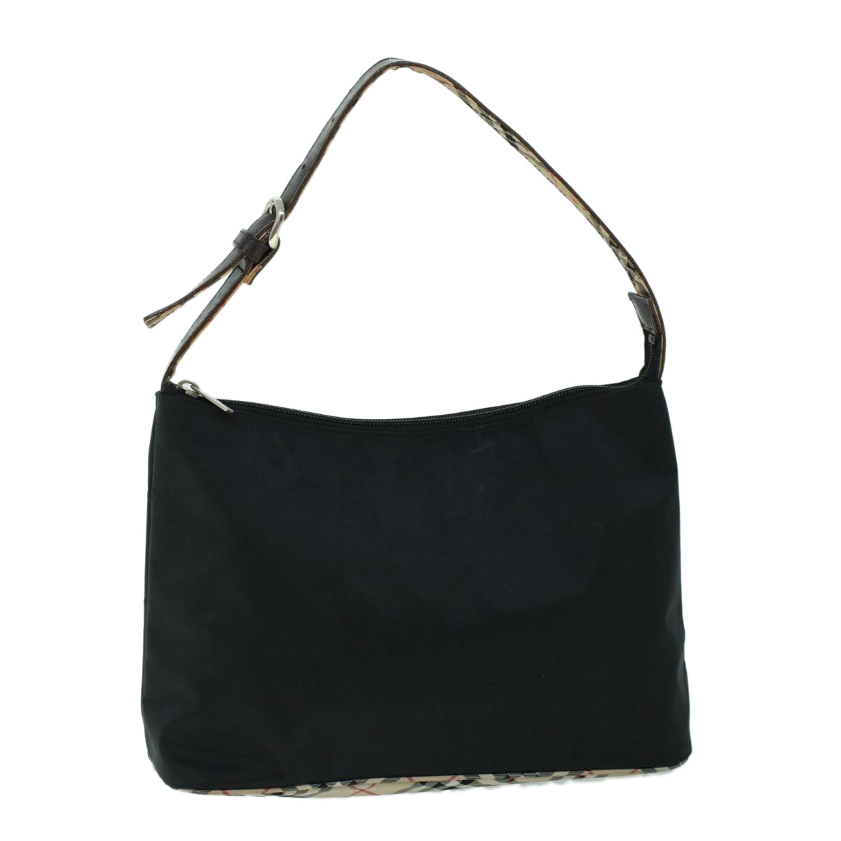 Burberry Nova Check Shoulder Bag Nylon Leather Beige Black Auth 53789