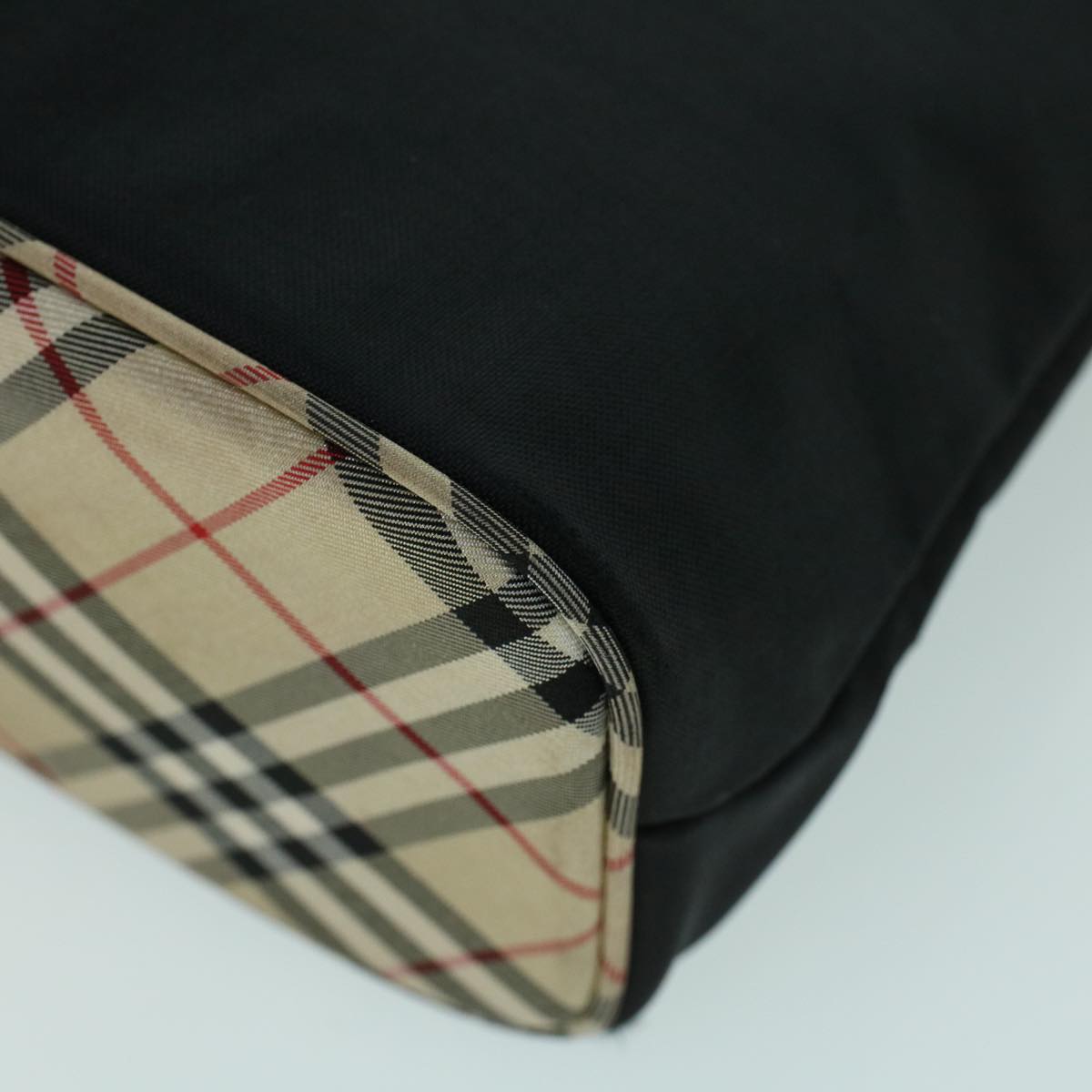 Burberry Nova Check Shoulder Bag Nylon Leather Beige Black Auth 53789