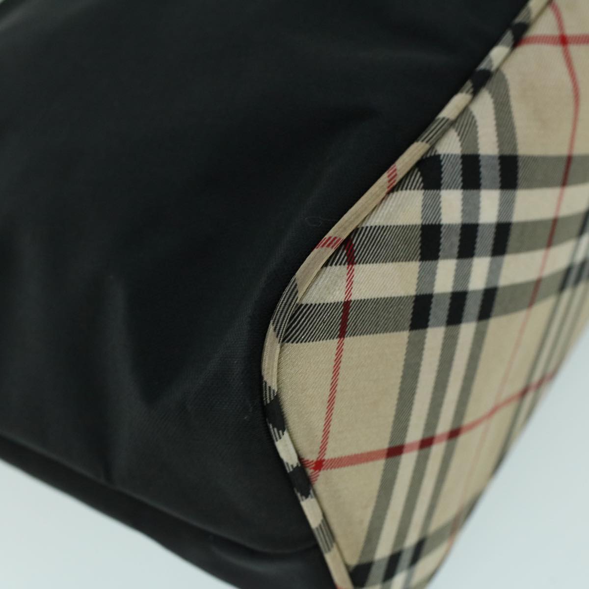 Burberry Nova Check Shoulder Bag Nylon Leather Beige Black Auth 53789