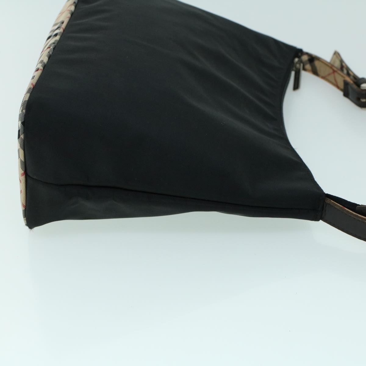 Burberry Nova Check Shoulder Bag Nylon Leather Beige Black Auth 53789