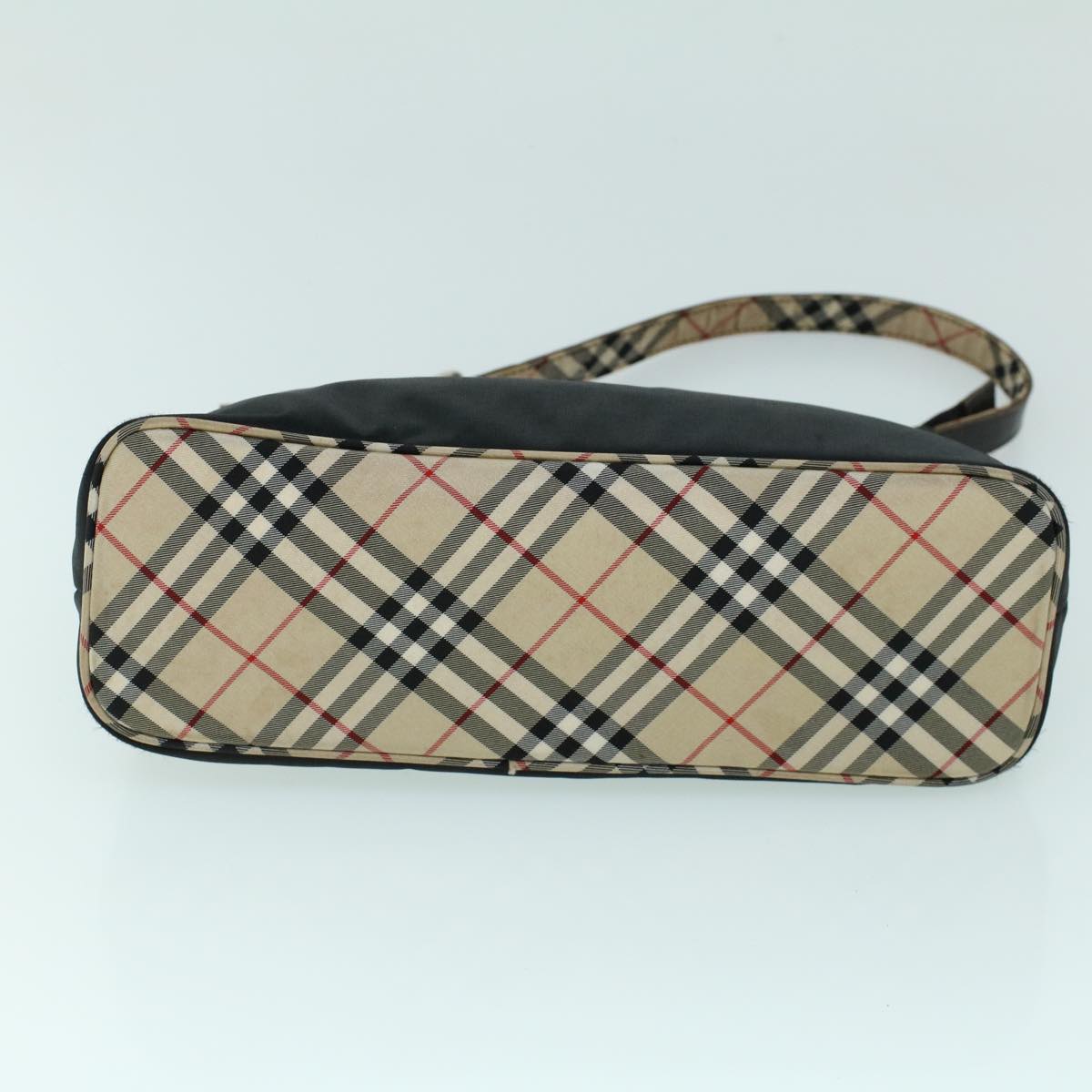 Burberry Nova Check Shoulder Bag Nylon Leather Beige Black Auth 53789