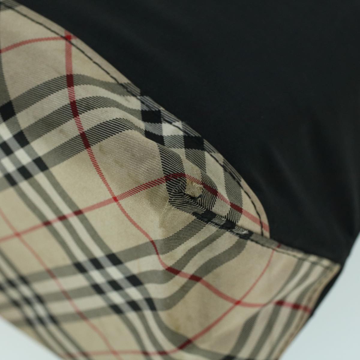 Burberry Nova Check Shoulder Bag Nylon Leather Beige Black Auth 53791