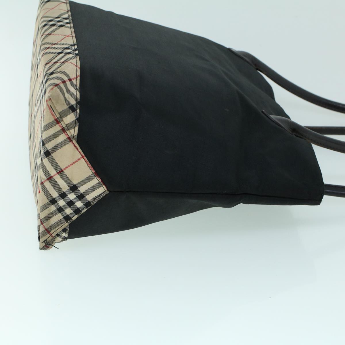 Burberry Nova Check Shoulder Bag Nylon Leather Beige Black Auth 53791