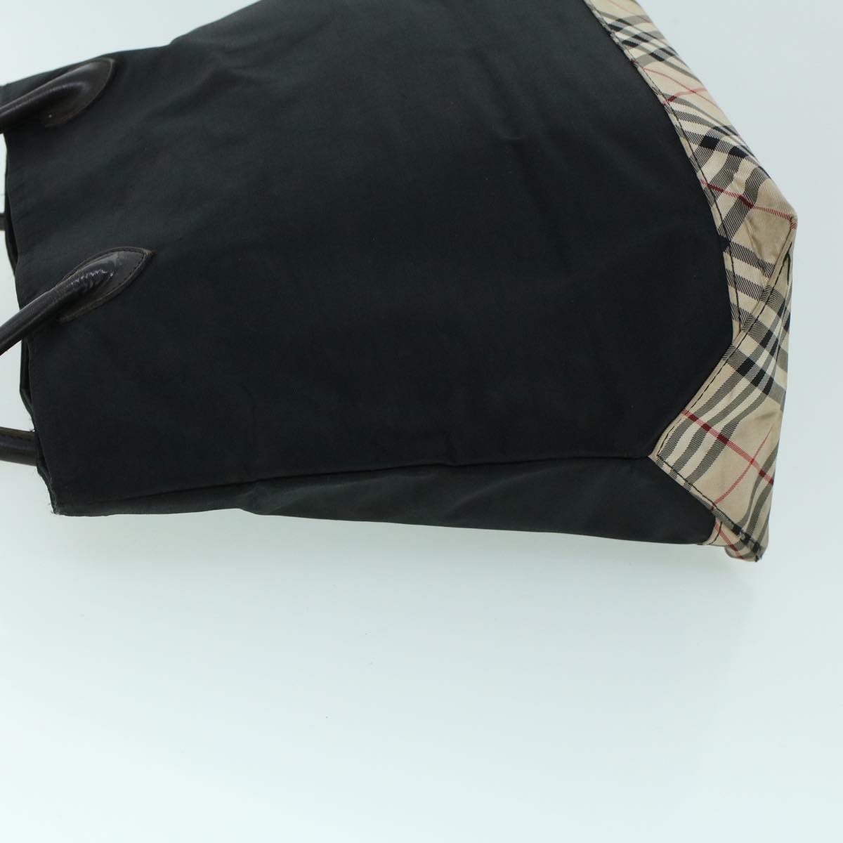 Burberry Nova Check Shoulder Bag Nylon Leather Beige Black Auth 53791