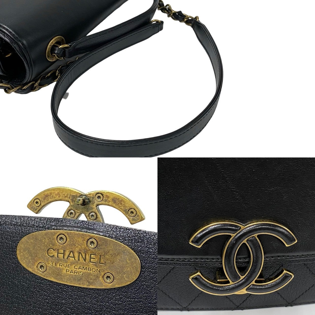 CHANEL Shoulder Bag lambskin black Matrasse