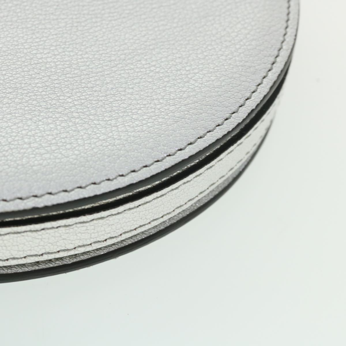 Burberry Olympia Chain Shoulder Bag Leather Silver Auth 54029