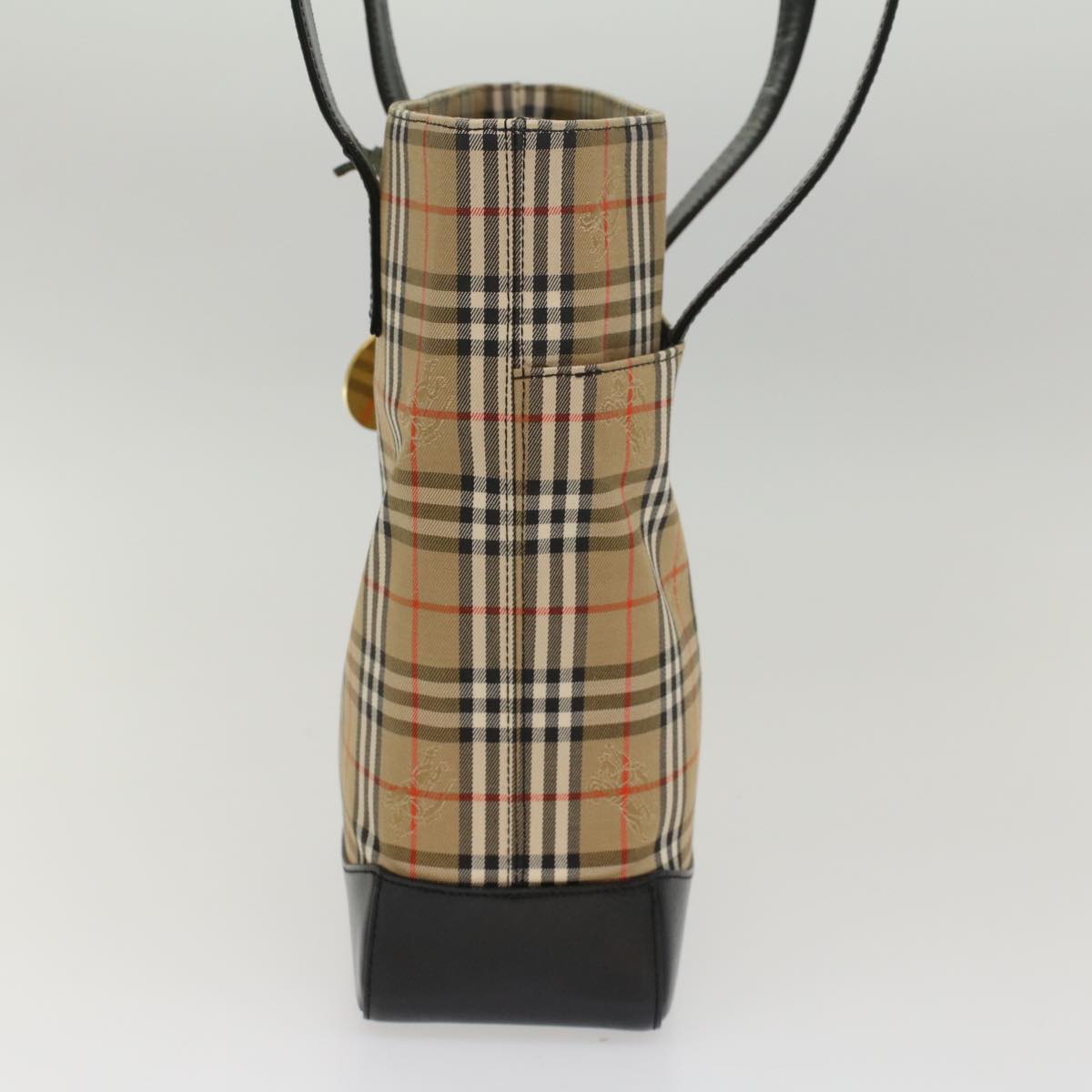 Burberry Nova Check Shoulder Bag Canvas Leather Beige Black Auth 54108
