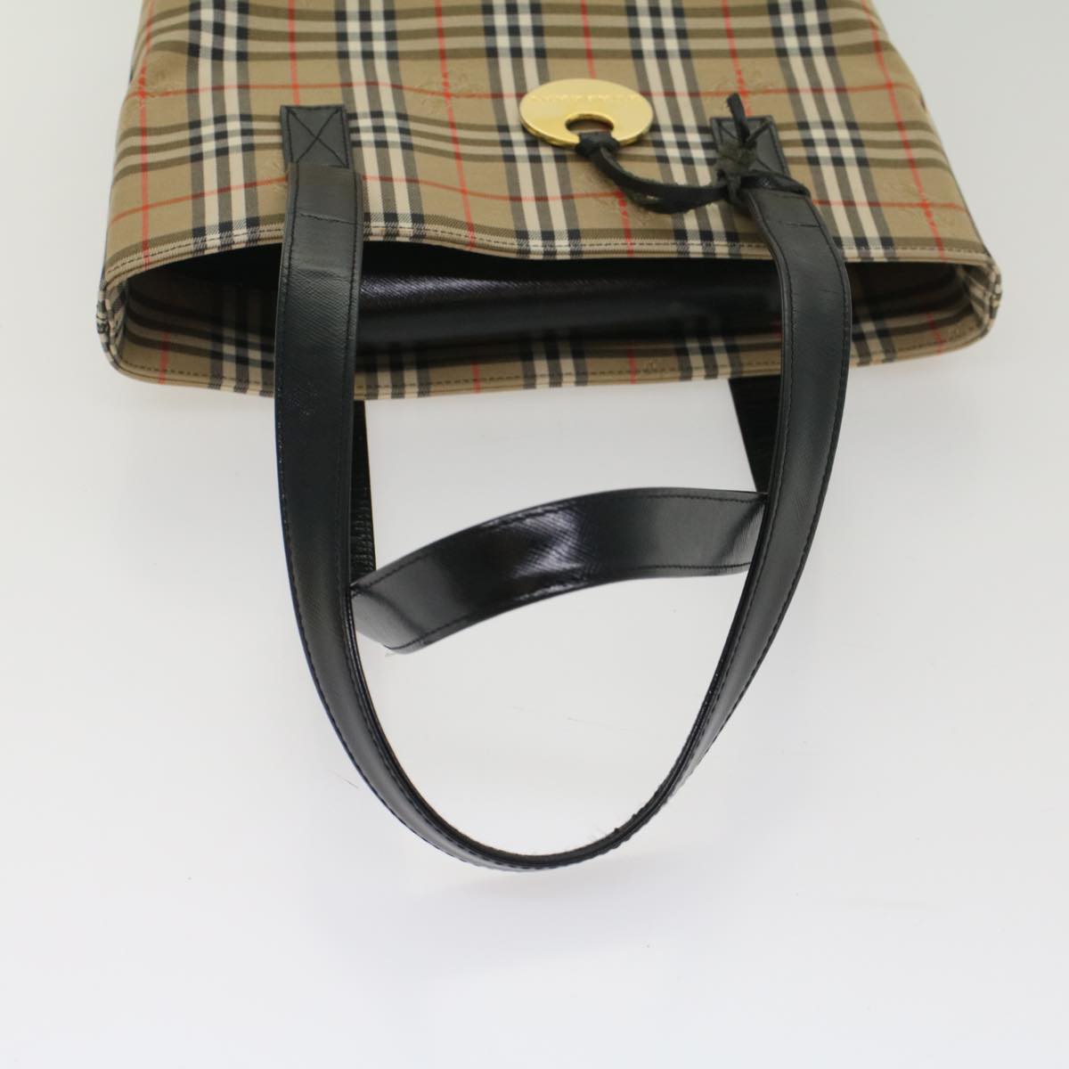Burberry Nova Check Shoulder Bag Canvas Leather Beige Black Auth 54108