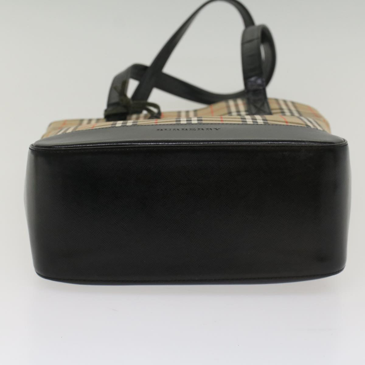 Burberry Nova Check Shoulder Bag Canvas Leather Beige Black Auth 54108