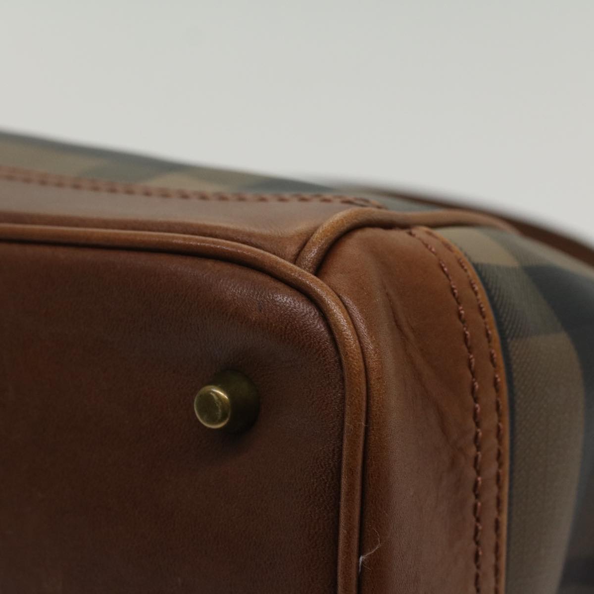 Burberry Nova Check Blue Label Shoulder Bag PVC Leather Brown Auth 54109