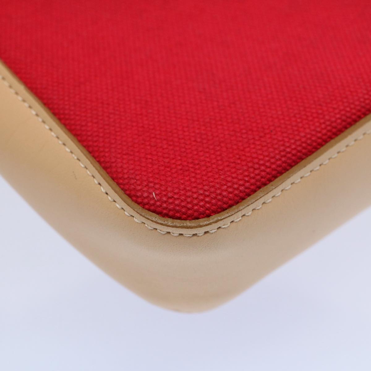Burberry Shoulder Bag Canvas Leather Beige Red Auth 54143