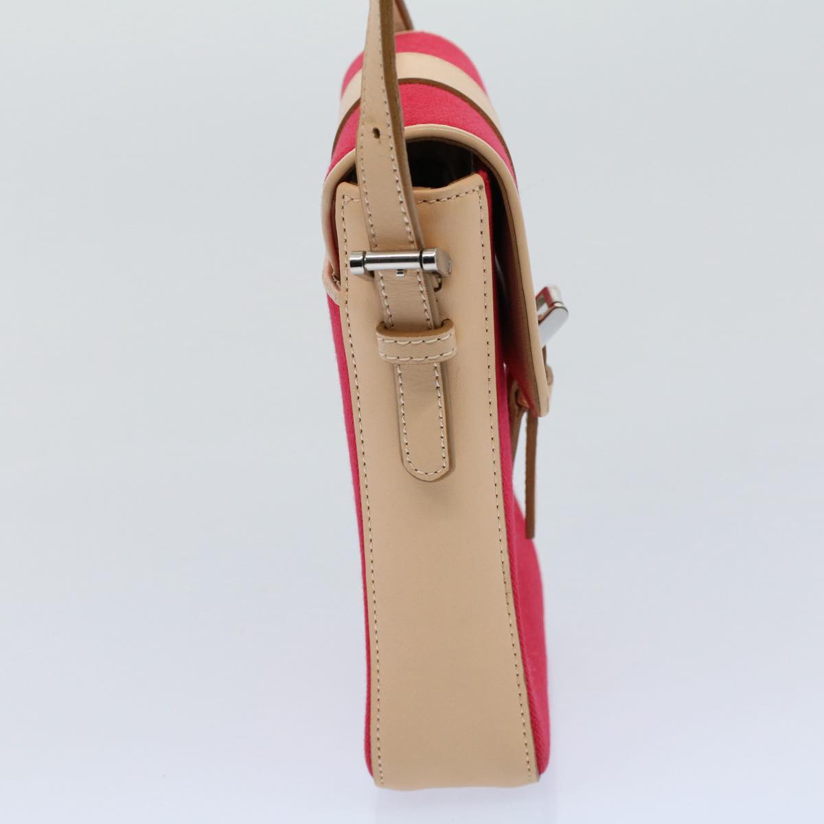 Burberry Shoulder Bag Canvas Leather Beige Red Auth 54143