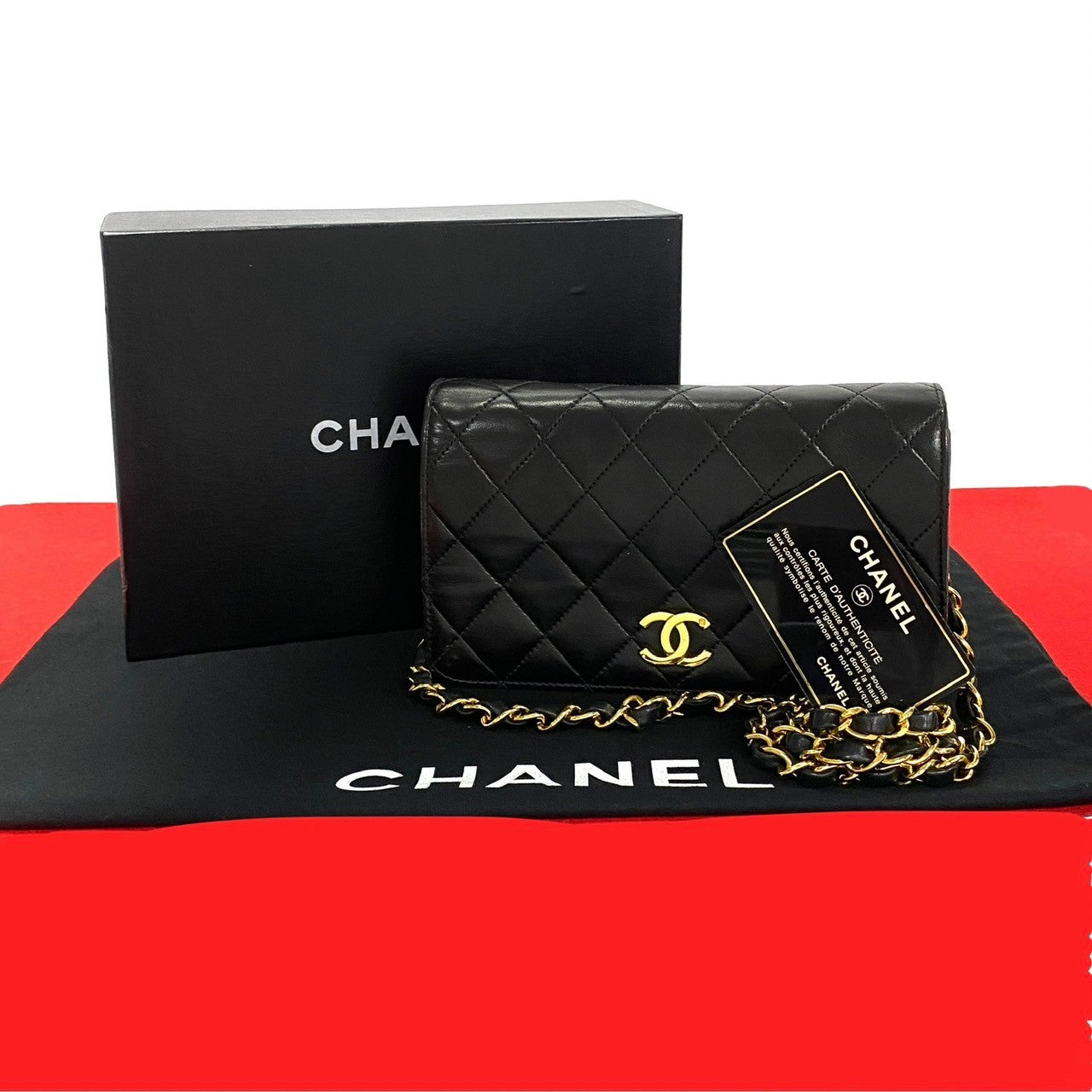 CHANEL Shoulder Bag lambskin black Matrasse