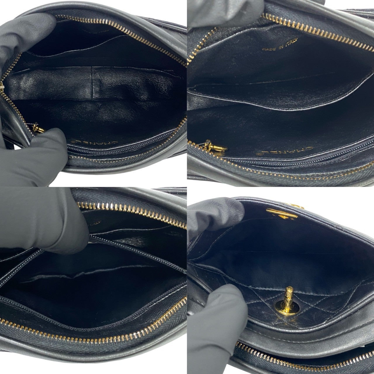 CHANEL Shoulder Bag lambskin black Matrasse