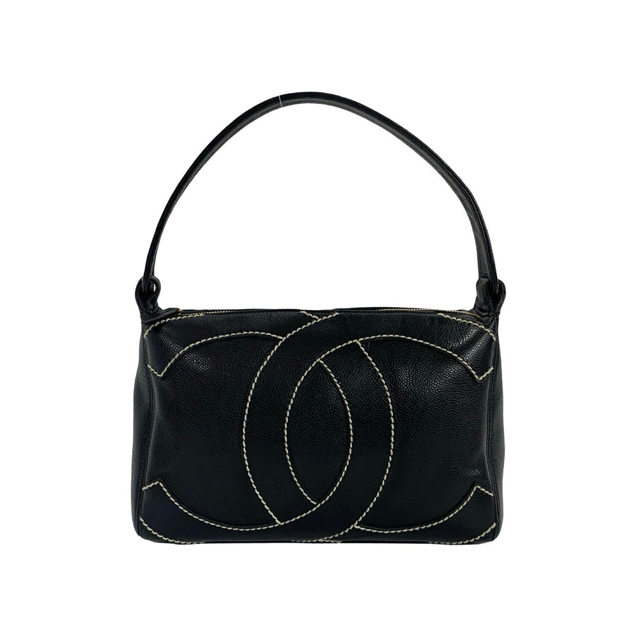 CHANEL Shoulder Bag Matt caviar skin black Wild stitch