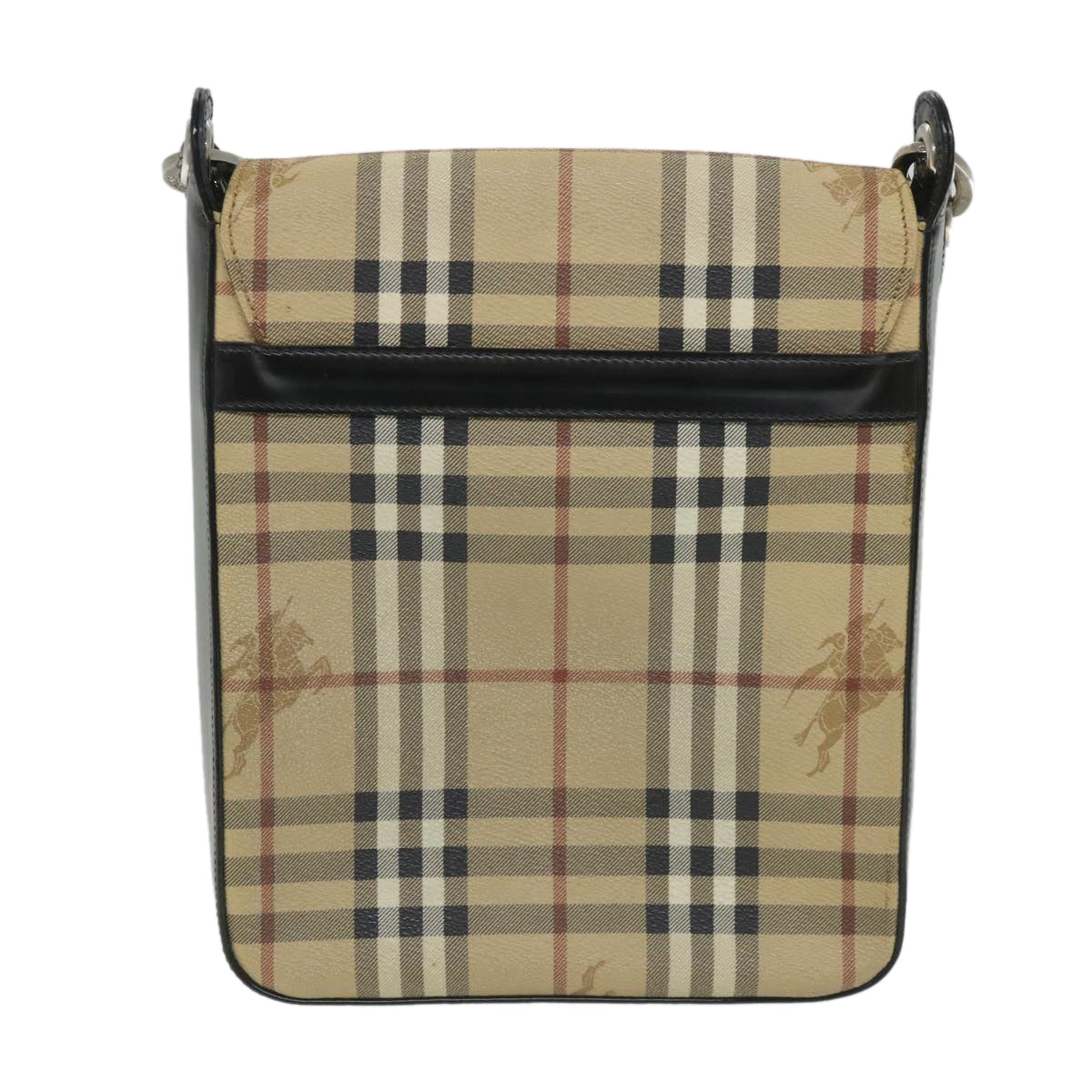 BurberrySs Nova Check Shoulder Bag PVC Leather Beige Black Auth 56484