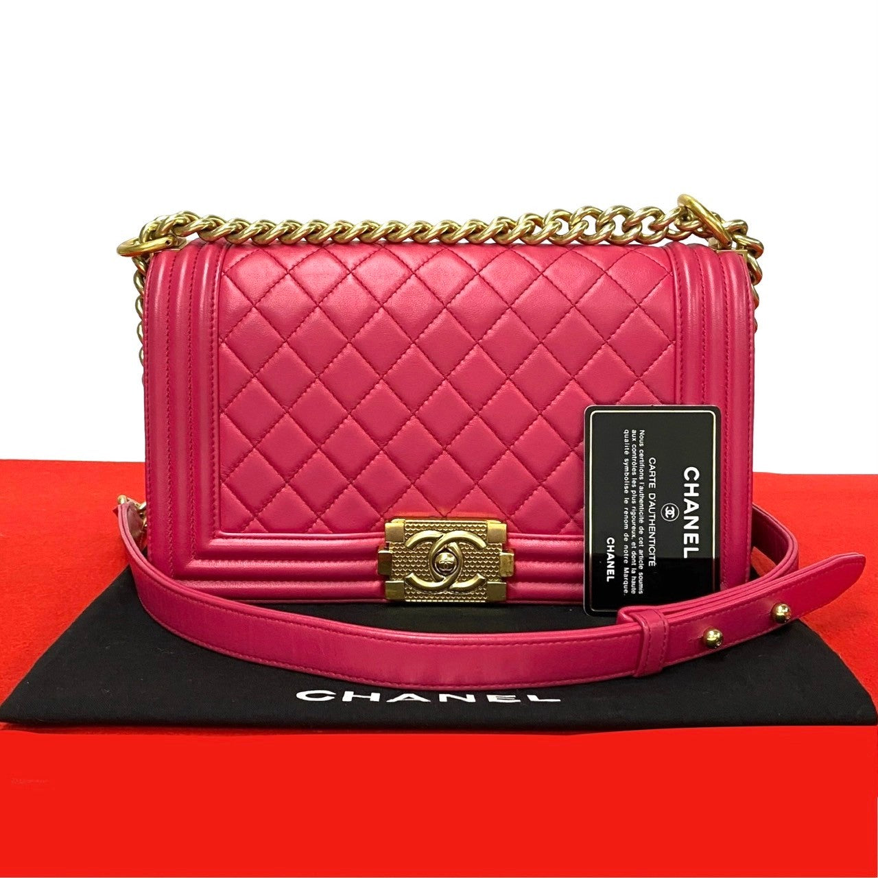 CHANEL Shoulder Bag lambskin pink Boy chanel