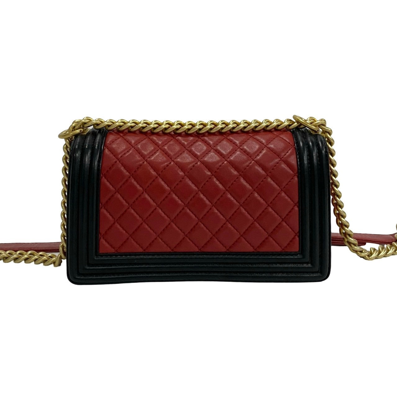 CHANEL Shoulder Bag lambskin Red Matrasse Boy chanel