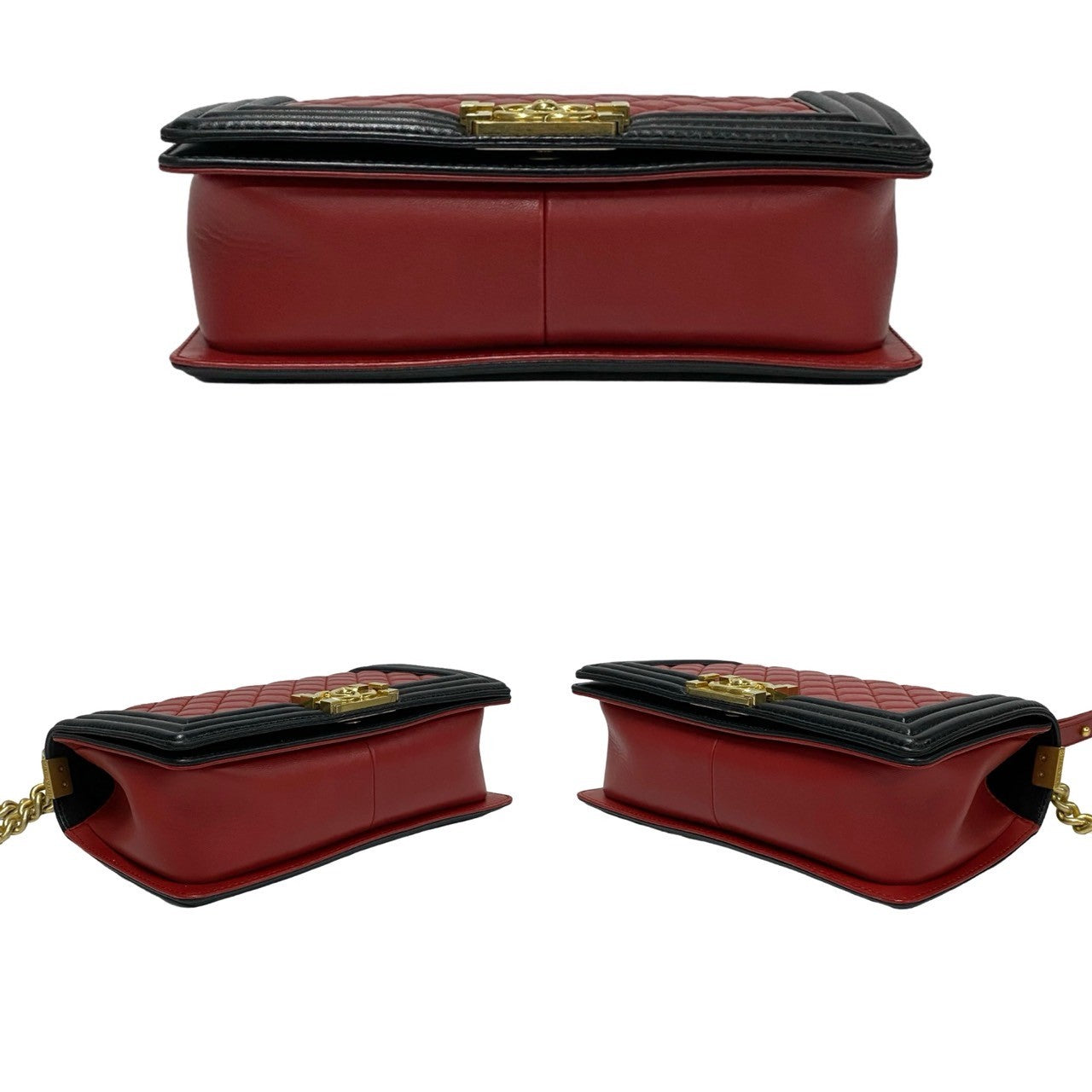 CHANEL Shoulder Bag lambskin Red Matrasse Boy chanel